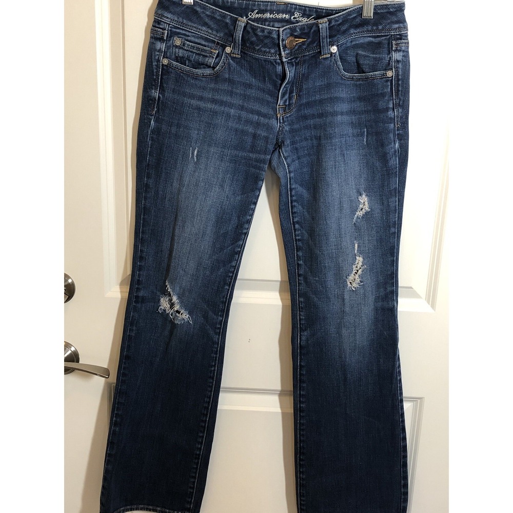 American Eagle Jeans Womens 6 Slim Blue Original Bootcut Preppy Dark Wash Denim